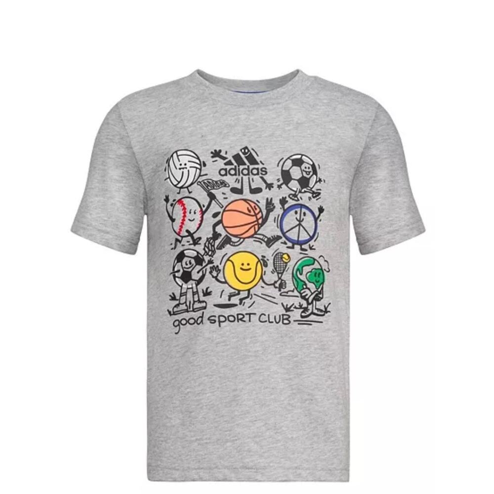 Adidas Good Sport Club Heather T Shirt Graphics Boys Size 6